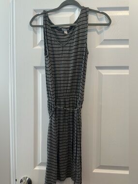love, Fire Grey and Black Striped Sleeveless Dress